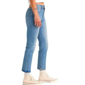 Levi's Wedgie Straight Fit Women's Jeans Raw Hem Blue Denim Cropped High Rise 18